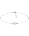 Giani Bernini Cubic Zirconia Graduated Three Stone Chain Link Ankle Bracelet In Sterling Silver, Created For Macy' In Silver