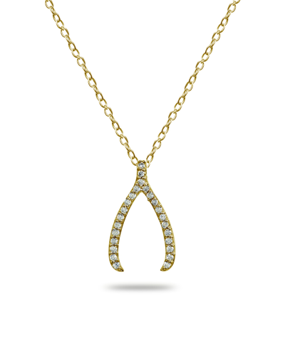 Giani Bernini Cubic Zirconia Wishbone Slide Pendant In 18k Gold Plated Sterling Silver Or Sterling Silver In Gold Over Sterling Silver