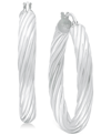 Giani Bernini Medium Rounded Twist Hoop Earrings In Sterling Silver, 1.1", Created For Macy's In Silver