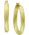 Giani Bernini Medium Twist Tube Hoop Earrings In 18k Gold-plated Sterling Silver, 1.57", Created For Macy's In Gold