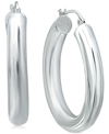 Giani Bernini Medium Tube Hoop Earrings In Sterling Silver, 1.1", Created For Macy's In Silver