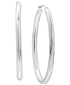 Giani Bernini Medium Polished Oval Tube Hoop Earrings In Sterling Silver, 1.1", Created For Macy's In Silver