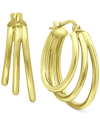 Giani Bernini Medium Triple Hoop Earrings In 18k Gold-plated Sterling Silver, 1.18", Created For Macy's In Gold