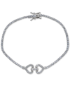 Giani Bernini Cubic Zirconia Double Heart Tennis Bracelet In Sterling Silver, Created For Macy's In Silver