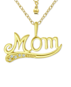 GIANI BERNINI CUBIC ZIRCONIA ACCENT "MOM" PENDANT NECKLACE IN 18K GOLD-PLATED STERLING SILVER, 16" + 2" EXTENDER, 