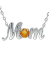 Giani Bernini Crystal Birth Month "mom" Pendant Necklace In Sterling Silver, 16" + 2" Extender, Created For Macy's In Brown
