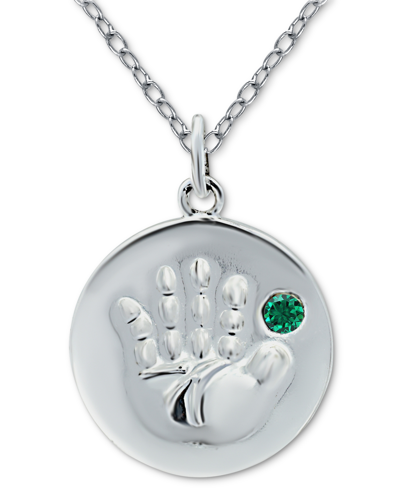 Giani Bernini Crystal Birth Month "handprint" Disc 18" Pendant In Sterling Silver, Created For Macy's In May