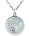 Giani Bernini Crystal Birth Month "handprint" Disc 18" Pendant In Sterling Silver, Created For Macy's In White