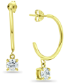 Giani Bernini Cubic Zirconia Dangle Hoop Earrings In 18k Gold-plated Sterling Silver, Created For Macy's In Gold
