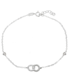 Giani Bernini Cubic Zirconia Pave Interlocking Circles Ankle Bracelet In Sterling Silver Or Two Tone Sterling Silv In Silver