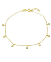 Giani Bernini Cubic Zirconia Pave 7 Mini Disc Drops Ankle Bracelet In Sterling Silver Or 18k Gold-plated Sterling  In Gold