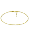 Giani Bernini Double Chain Link Ankle Bracelet In Sterling Silver And 18k Over Silver, Created For Macy's In Gold