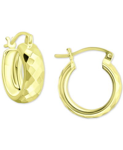 Giani Bernini Faceted Small Hoop Earrings, 15mm, Created For Macy's In Gold Over Silver