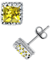 Giani Bernini Cubic Zirconia Princess Stud Earrings In Sterling Silver, Created For Macy's In Yellow