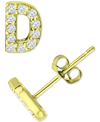 Giani Bernini Cubic Zirconia Initial Stud Earrings, Created For Macy's In Gold