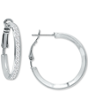 Giani Bernini Cubic Zirconia Medium Hoop Earrings, 1", Created For Macy's In Silver