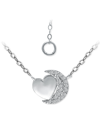 GIANI BERNINI CUBIC ZIRCONIA CRESCENT MOON & HEART 16" PENDANT NECKLACE IN STERLING SILVER & 18K GOLD-PLATE, CREAT