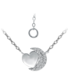 Giani Bernini Cubic Zirconia Crescent Moon & Heart 16" Pendant Necklace In Sterling Silver & 18k Gold-plate, Creat In Silver
