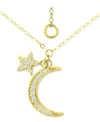 Giani Bernini Cubic Zirconia Moon & Star Pendant Necklace, 16" + 2" Extender, Created For Macy's In Gold