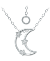 Giani Bernini Cubic Zirconia Open Crescent Moon Pendant Necklace, 16" + 2" Extender, Created For Macy's In Silver