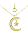 Giani Bernini Cubic Zirconia Moon & Star Pendant Necklace, 16" + 2" Extender, Created For Macy's In Gold