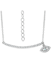 Giani Bernini Cubic Zirconia Curved Bar & Evil Eye Pendant Necklace, 16" + 2" Extender, Created For Macy's In Silver