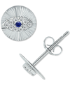 Giani Bernini Lab-created Blue Sapphire & Cubic Zirconia Evil Eye Disc Stud Earrings, Created For Macy's In Silver