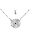 GIANI BERNINI LAB-CREATED BLUE SAPPHIRE & CUBIC ZIRCONIA EVIL EYE DISC PENDANT NECKLACE, 16" + 2" EXTENDER, CREATE