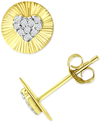Giani Bernini Cubic Zirconia Heart Disc Stud Earrings, Created For Macy's In Gold
