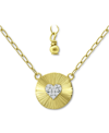 Giani Bernini Cubic Zirconia Heart Cluster Disc Pendant Necklace, 16" + 2" Extender, Created For Macy's In Gold
