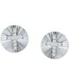 Giani Bernini Cubic Zirconia Cross Disc Stud Earrings, Created For Macy's In Silver
