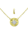 Giani Bernini Cubic Zirconia Starburst Disc Pendant Necklace, 16" + 2" Extender, Created For Macy's In Gold