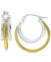 Giani Bernini Small Two-tone Triple Hoop Earrings, 17mm, Created For Macy's In Gold