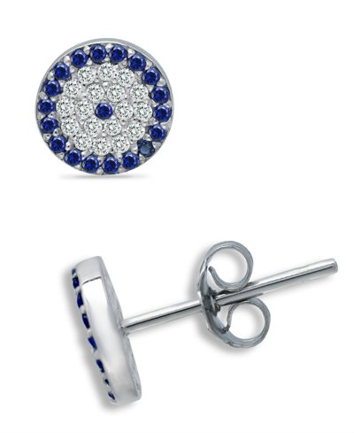 Giani Bernini Cubic Zirconia Evil Eye Stud Earrings In Sterling Silver, Created For Macy's
