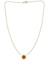 Giani Bernini Red Cubic Zirconia Framed 16" Pendant Necklace, Created For Macy's In Gold