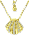 GIANI BERNINI CUBIC ZIRCONIA CLAM SHELL PENDANT NECKLACE IN 18K GOLD-PLATED STERLING SILVER, 16" + 2" EXTENDER, CR