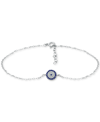 Giani Bernini Cubic Zirconia Evil Eye Ankle Bracelet In Sterling Silver, Created For Macy's In Silver