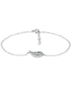 Giani Bernini Cubic Zirconia Wing Chain Ankle Bracelet, Created For Macy's In Silver