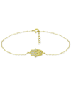 Giani Bernini Cubic Zirconia Hamsa Hand Ankle Bracelet, Created For Macy's In Gold