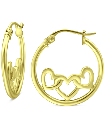Giani Bernini Heart Accent Small Hoop Earrings In 18k Gold-plated Sterling Silver, 0.75", Created For Macy's In Gold Over Silver