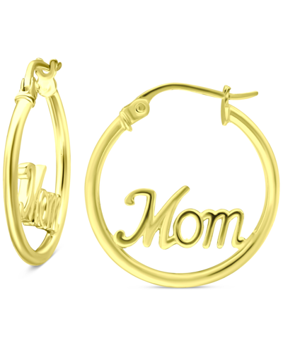 Giani Bernini Mom Small Hoop Earrings In 18k Gold-plated Sterling Silver, 0.75", Created For Macy's In Gold Over Silver