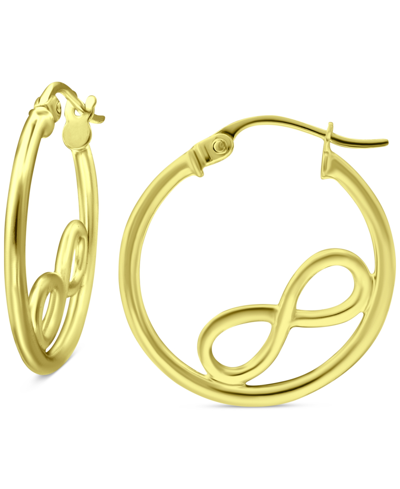 Giani Bernini Infinity Accent Small Hoop Earrings In 18k Gold-plated Sterling Silver, 0.75", Created For Macy's In Gold Over Silver
