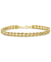 Italian Gold Double Row Twisted Heart Link Bracelet In 14k Gold In Gold