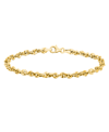 Italian Gold Diamond Cut Rope, 7-1/2" Chain Bracelet (3-3/4mm) In 14k Gold, Made In Italy In Gold