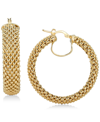 Italian Gold Glitter Hoop Earrings In 14k Rose Gold, White Gold Or Gold In Gold