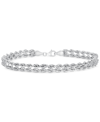 Italian Gold Double Row Twisted Heart Link Bracelet In 14k Gold In White