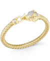 Macy's Diamond (1/4 Ct. T.w.) And Emerald Accent Elephant Mesh Bangle Bracelet In 14k Gold-plated Sterling In Silver