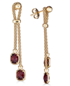 Macy's Lab Grown Lapis Lazuli Double Chain Drop Earrings In 14k Gold-plated Sterling Silver (also In Turquo In Red