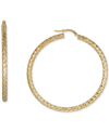 ITALIAN GOLD SNAKE TEXTURE HOOP EARRINGS IN 10K GOLD 50MM