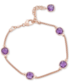 Macy's Amethyst Station Link Bracelet (4 Ct. T.w.) In 14k Rose Gold-plated Sterling Silver (also In Citrine In Purple